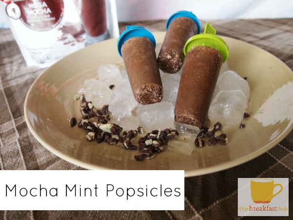 Three Ingridient Mocha Mint Popsicles via thebreakfasthub.com